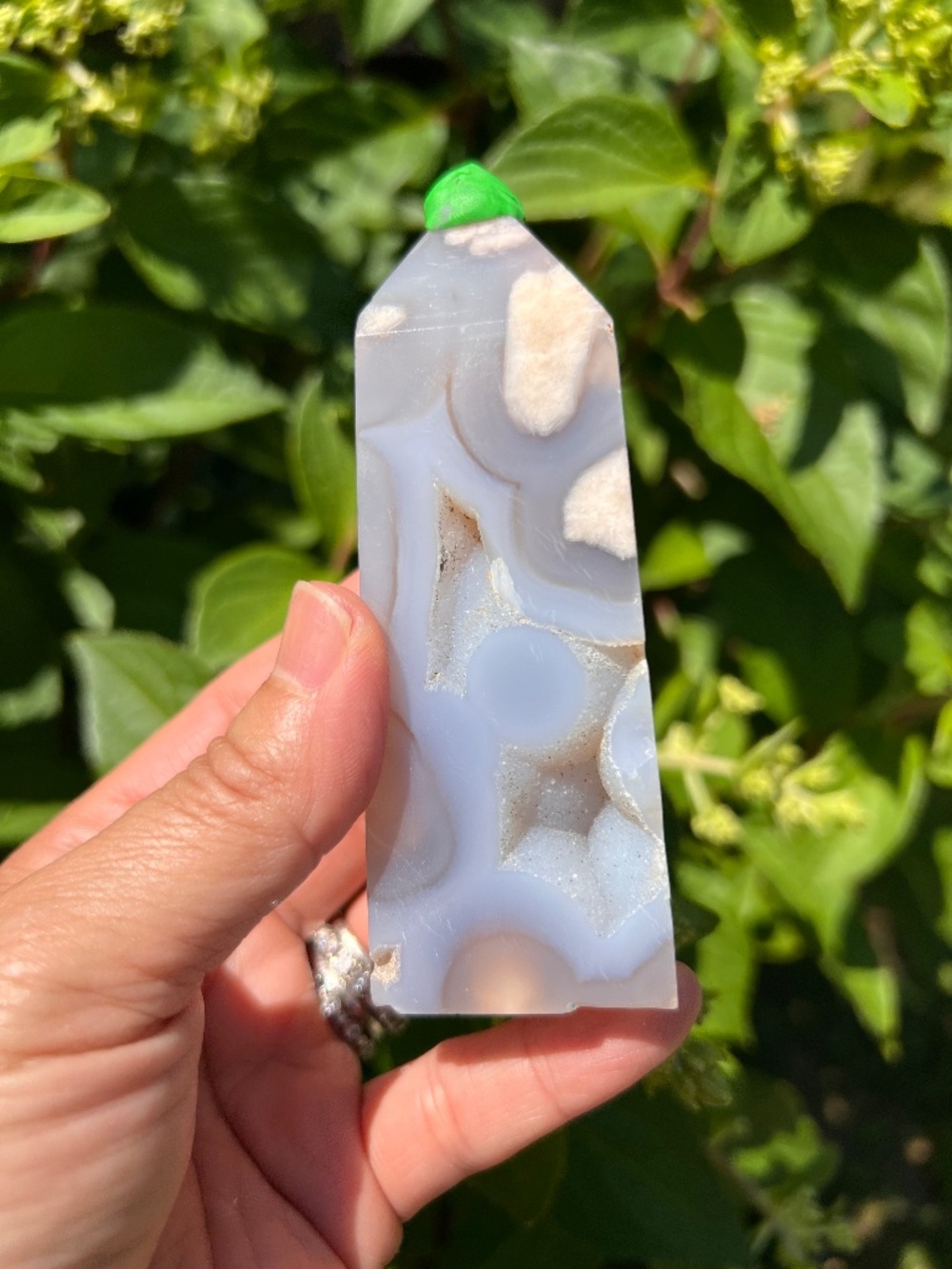 Pink (5) flower agate tower | crystal